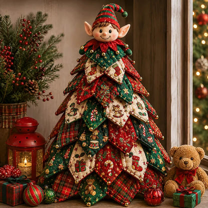 🎄 DIY Quilted Christmas Tree Kit | Layered 3D Tabletop Craft with Pre-Cut Festive Fabrics, Foam Base & Easy Instructions 🧵✨