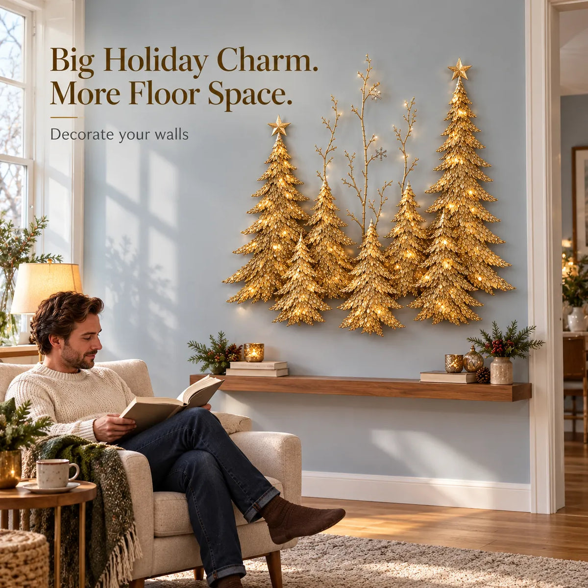 ✨Golden Light-Up Christmas Forest Wall Decor