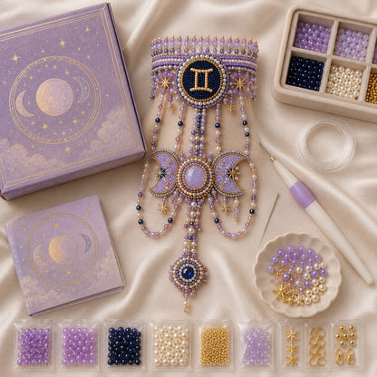 🔥 LAST DAY 49% OFF – ✨ Zodiac DIY Beaded Hand Bracelet Kit | Create Celestial Wearable Art with Seed Beads, Pearl-Style Accents & Crystal Details ♈🌙💎