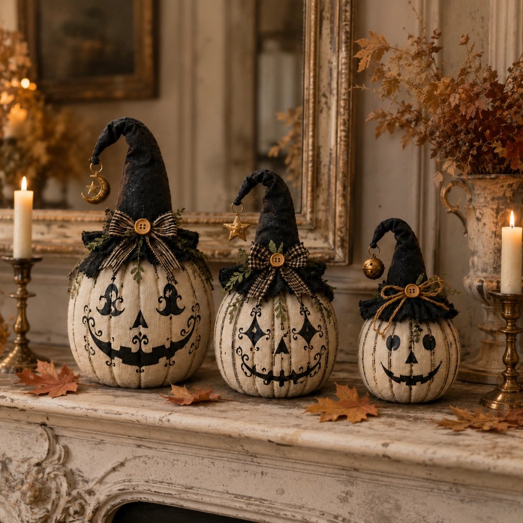 Vintage Witch Pumpkin Trio