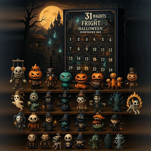 ⏳ Last Day 49% OFF – 🎃 31 Nights of Fright Halloween Countdown Box | 31 Unique Mini Figurines, Hanging Charms & Spooky Collectibles with No Repeats 👻✨
