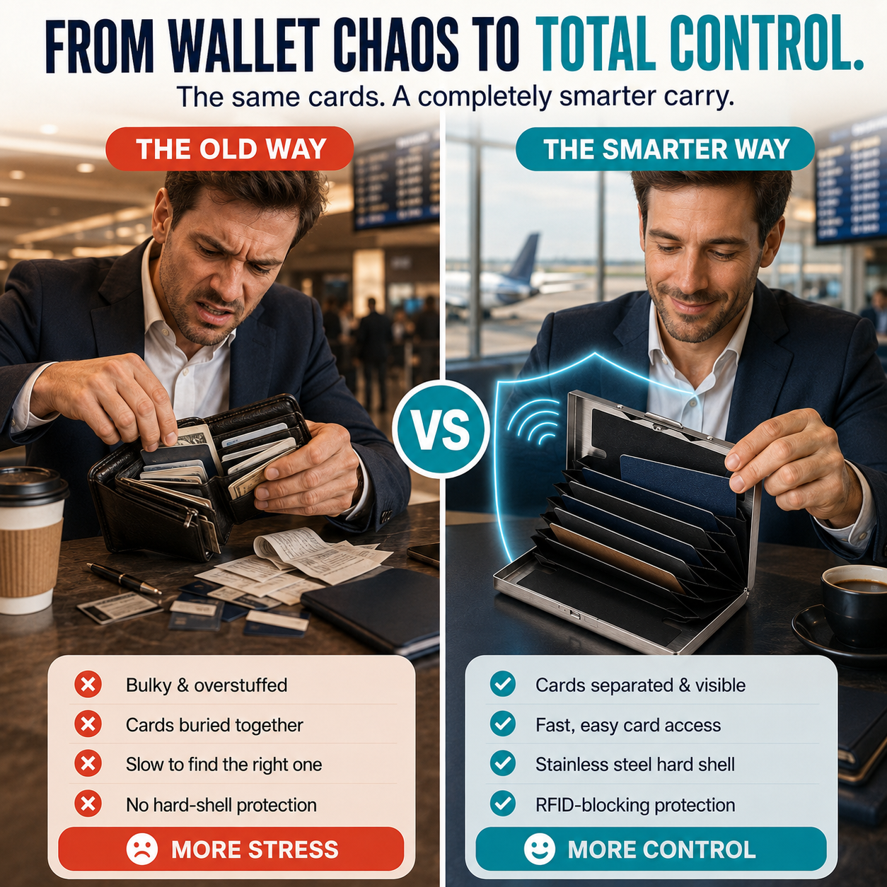 🔥RFID-Blocking Stainless Steel Card Wallet – Organized, Secure & Pocket-Ready 🔒