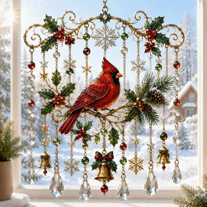 🔥 LAST DAY 49% OFF – 🎄Handmade Christmas Stained Glass Window Hanging | Tempered Stained Glass, K9 Crystal Drops & Ready-to-Hang Holiday Decor ✨
