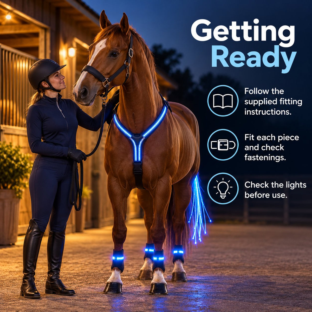 🐴 LED Horse Light Set – Glowing Chest, Leg & Tail Accessories