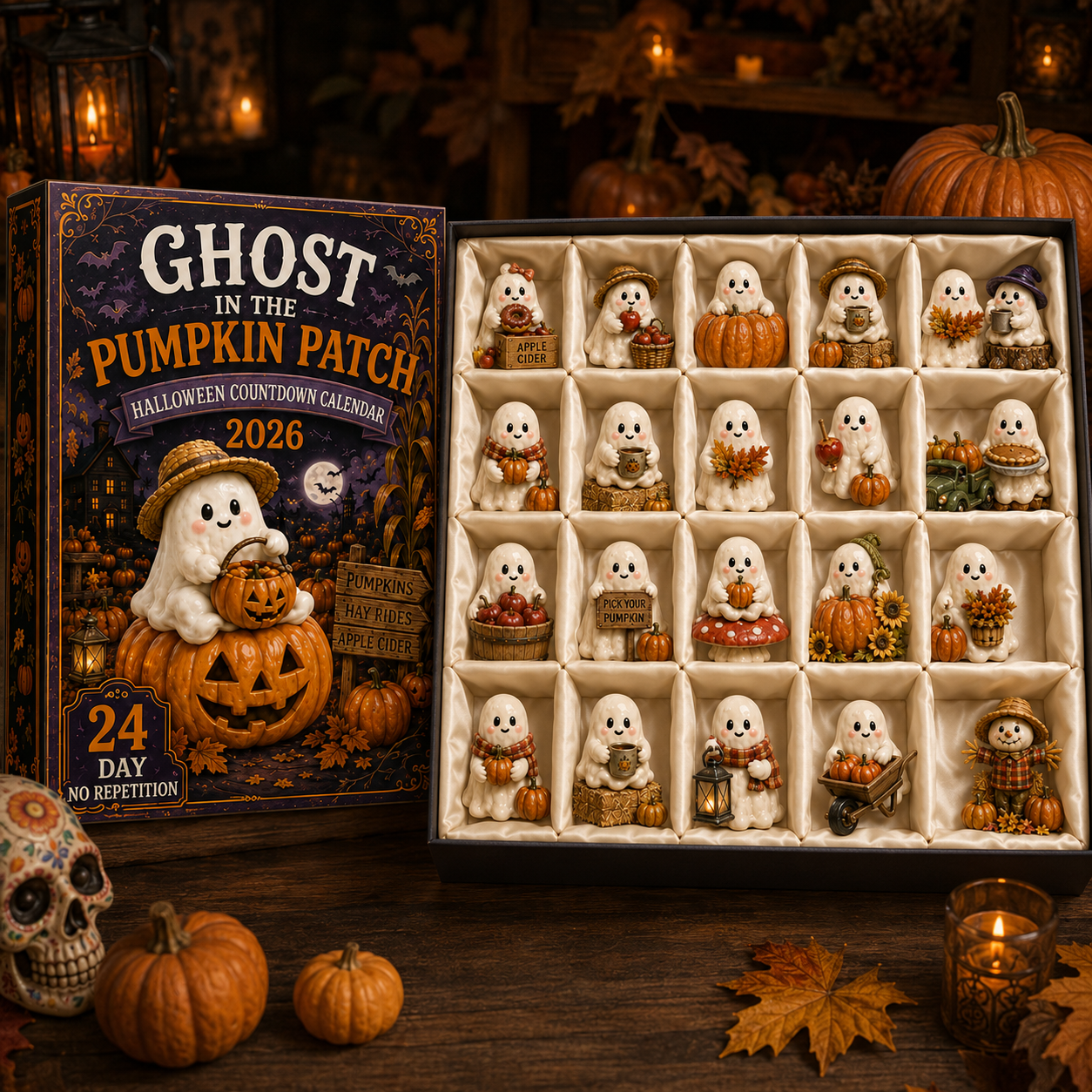 Ghost in the Pumpkin Patch Advent Calendar 2026 – 24 Unique Halloween Ghost Miniatures