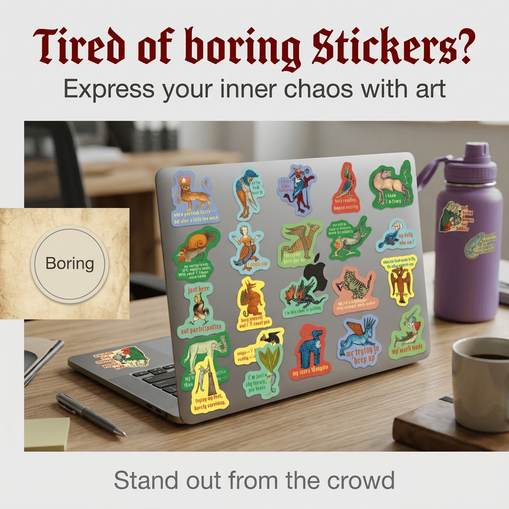 🎁Last Day Promotion 49% OFF🔥50‐Pack Medieval Meme Stickers – Extra‐Large, Waterproof, Peel & Stick