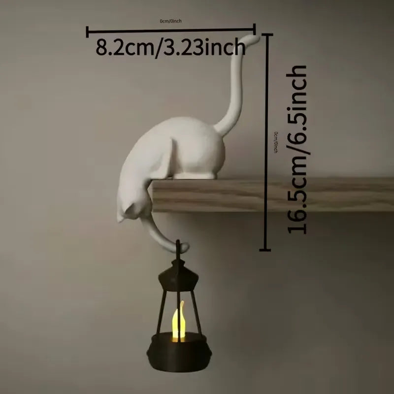 🐈‍⬛🏮 Peekaboo Black Cat Lantern Decor – Cozy LED Shelf Accent for Cat Lovers