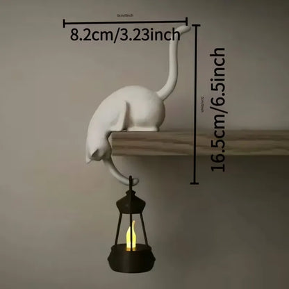 🐈‍⬛🏮 Peekaboo Black Cat Lantern Decor – Cozy LED Shelf Accent for Cat Lovers