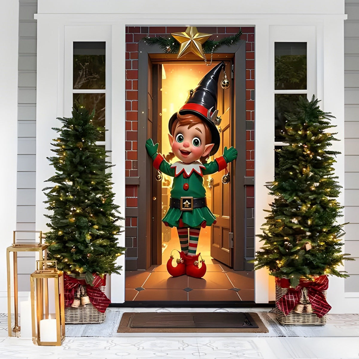 ⏰LAST DAY 50% OFF 🎅 🚪Santa & Reindeer Christmas Door Cover