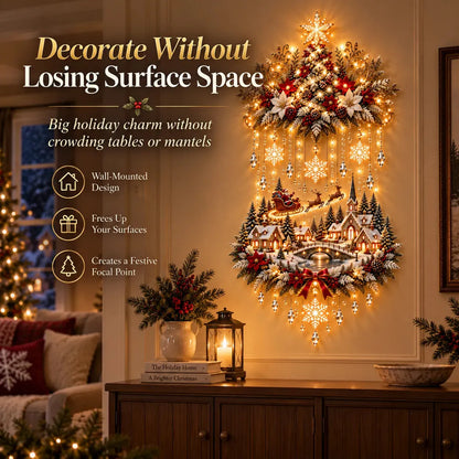 🎄✨ Illuminated Christmas Tree & Village Wall Hanging