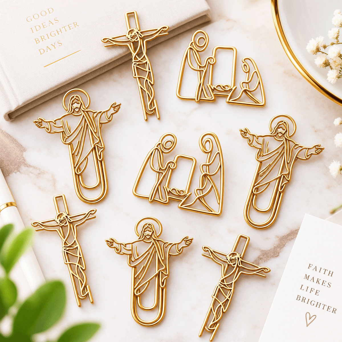 ✝Faith-Inspired Gold Paper Clips — Meaningful Christian Bookmarks