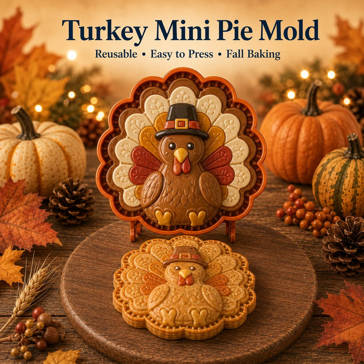 ⏳ Last Day 49% OFF – 🍂 8-Design Fall Mini Pie Mold Collection | Reusable Embossed Molds for Shaping Detailed Owl, Fox, Turkey, Pumpkin, Acorn & More 🥧✨