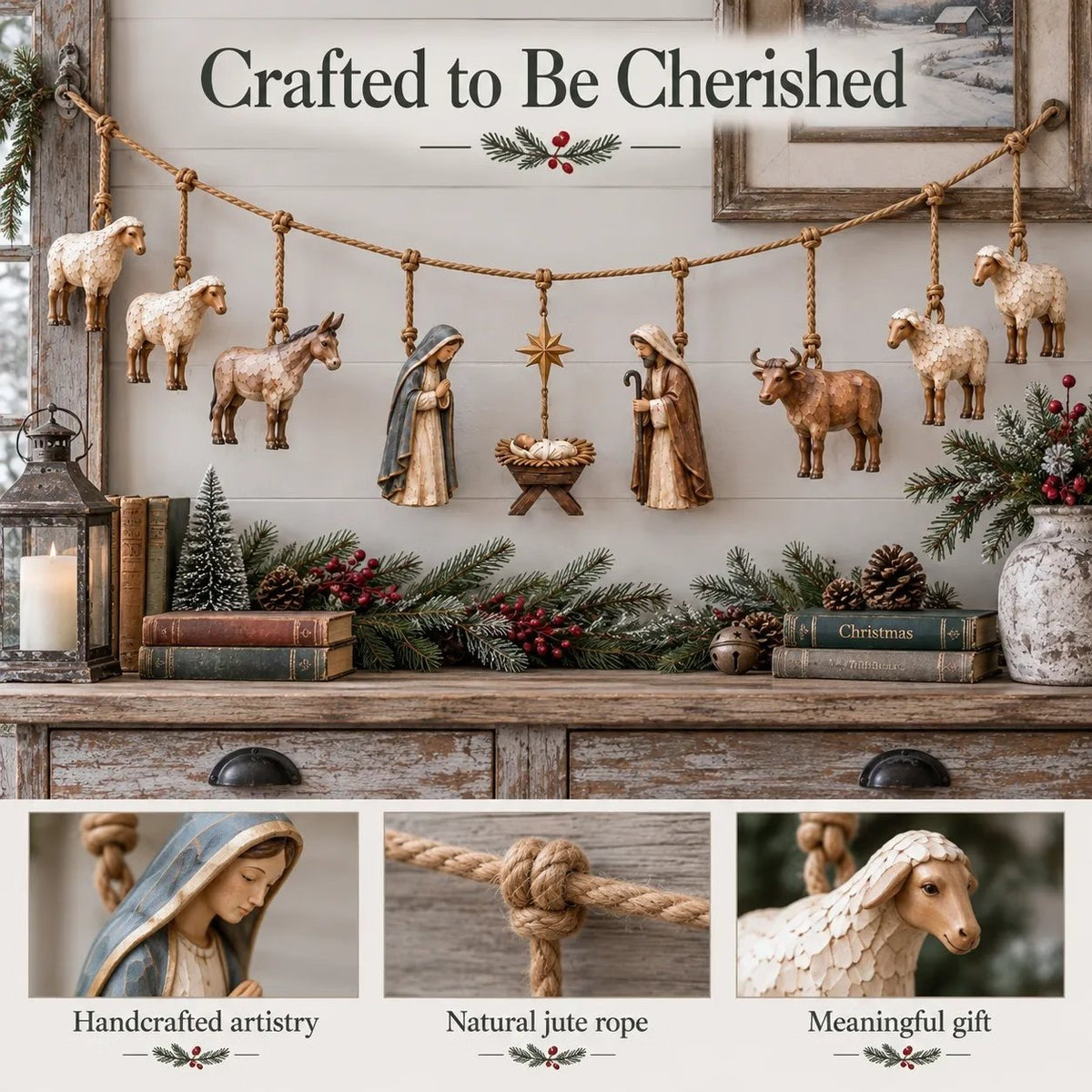 ✝️🎄Handcrafted Wooden Nativity Garland(📦Buy 2 Free Shipping)