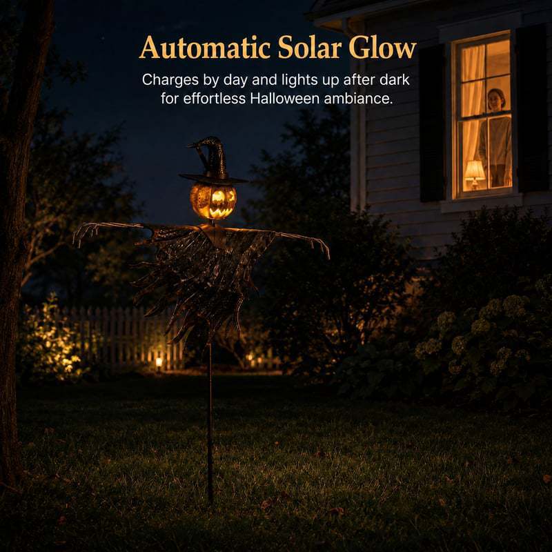 🎃 Halloween Solar Scarecrow Jack O' Lantern Metal Ground Stake
