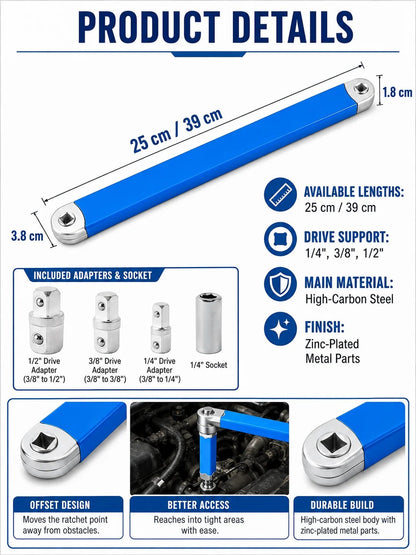 🎉🔧 Tool Deal ⚡ Impact-Ready Offset Wrench Extender with Universal Drive Adapters for Tight Spaces 🛠️