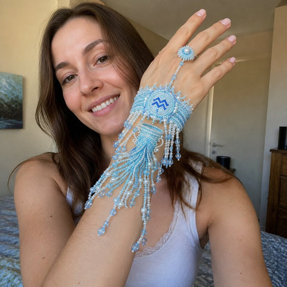 🔥 LAST DAY 49% OFF – ✨ Zodiac DIY Beaded Hand Bracelet Kit | Create Celestial Wearable Art with Seed Beads, Pearl-Style Accents & Crystal Details ♈🌙💎