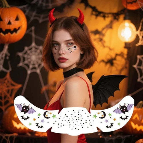🎃👻 Halloween Water-Transfer Face Tattoos — Create a Spooky Look in Seconds, No Messy Face Paint Needed! 🦇✨(Set of 3)