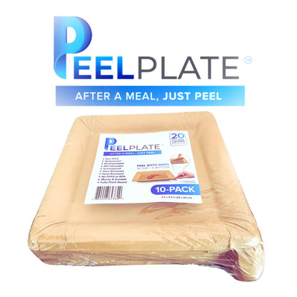 Peel Plate [9.5in X 9.5in] - 2 Month Supply of Reusable Paper Plates