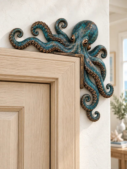Octopus Door Topper – Coastal Turquoise & Bronze Doorway Décor
