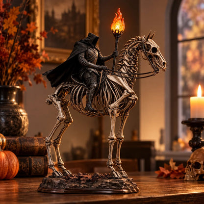 Lighted Headless Horseman on Skeleton Horse Figurine