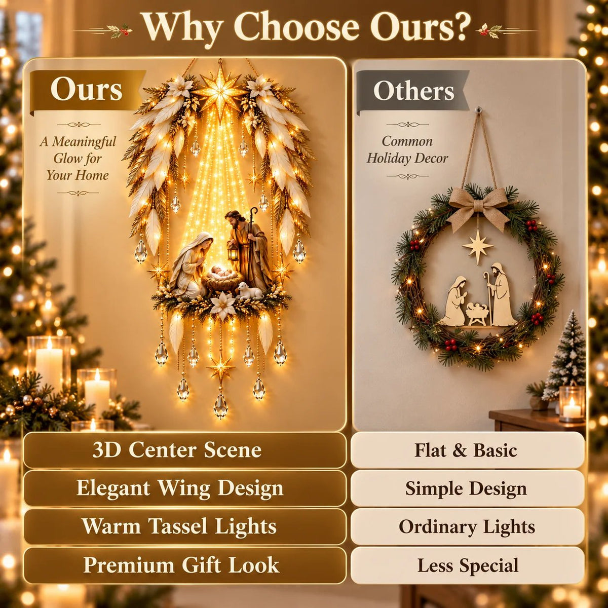 ✨👼 Heavenly Angel Wings Nativity Light✨ – Lighted Christmas Wall Decor  ✈️