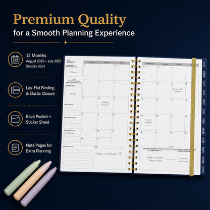 🔥 LAST DAY 49% OFF – 🌌 2026-2027 Midnight Galaxy Mid-Year Planner | 120gsm Bleedproof Paper, Goal Trackers, Reflection Pages, Monthly Tabs, Stickers & Back Pocket ✨