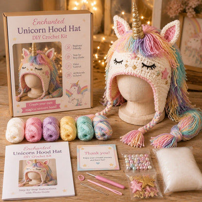 🔥LAST DAY 49% OFF - 🧵Fantasy Hood Hat DIY Crochet Kit – Create Your Own Magical Wearable Character Hat🎁Beginner Friendly