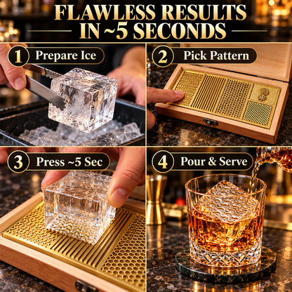Brass Ice Stamp Plate – Decorative Cocktail & Whiskey Ice Embosser