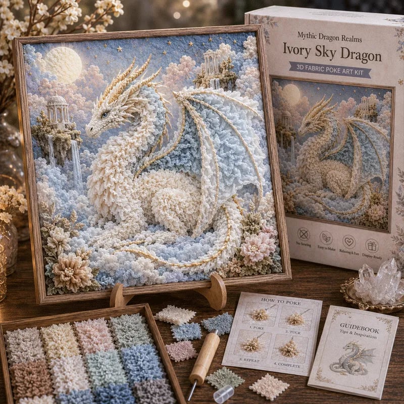 🎁🐉 Mythic Dragon Realms 3D Fabric Poke Art Kit