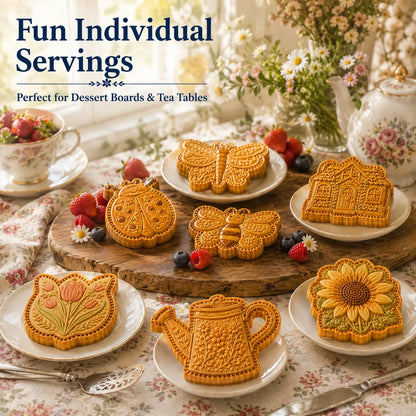 ⏳ Last Day 49% OFF – 🌸 8-Design Spring Garden Mini Pie Mold Collection | Reusable Embossed Molds for Shaping Detailed Bee, Butterfly, Ladybug, Sunflower, Cottage & More 🥧✨