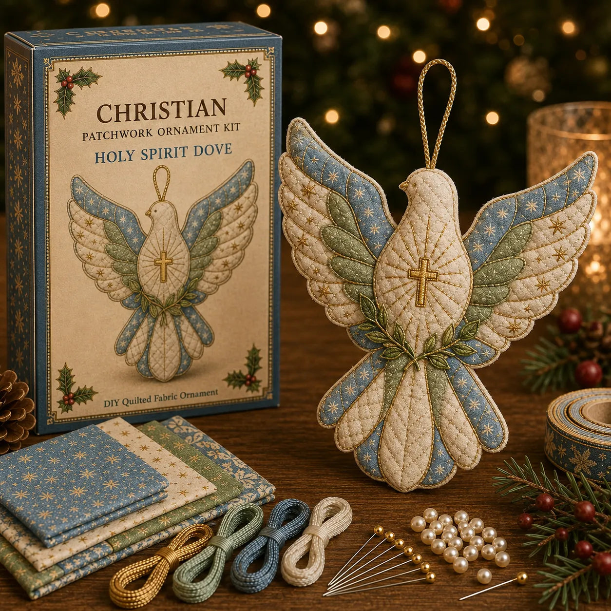 ⏳ Last Day 49% OFF – ✝️ Beginner-Friendly DIY Christian Block Figure Patchwork Ornament Kit Collection | Complete Kit with Pre-Cut Fabrics, Padded Ornament Form & Step-by-Step Guide Included 💕
