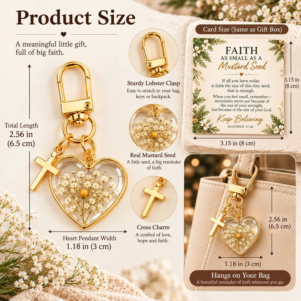 🔥 Last Day 50% OFF –✝️ Mustard Seed Faith Keychain — Keep Believing