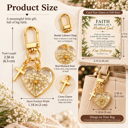 🔥 Last Day 50% OFF –✝️ Mustard Seed Faith Keychain — Keep Believing