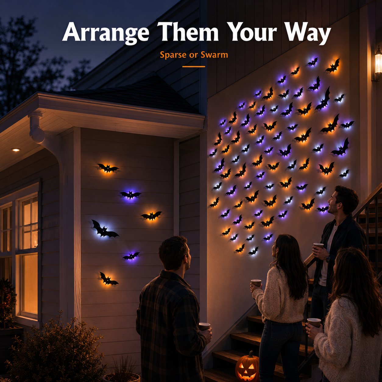 LED Bat Swarm Silhouette Lights, Transform Your Wall Into A Halloween Haunt