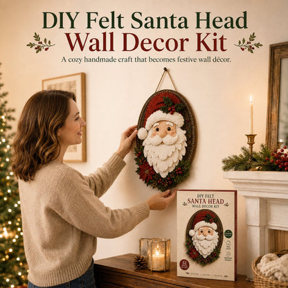 ⏳ Last Day 49% OFF – 🎅 Beginner-Friendly 52-Piece DIY Layered Felt Santa Wall Decor Kit | Complete Kit with All Tools & Step-by-Step Guide Included 💕