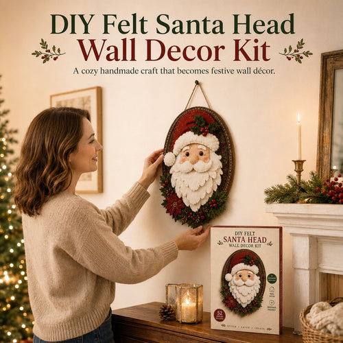 ⏳ Last Day 49% OFF – 🎅 Beginner-Friendly 52-Piece DIY Layered Felt Santa Wall Decor Kit | Complete Kit with All Tools & Step-by-Step Guide Included 💕