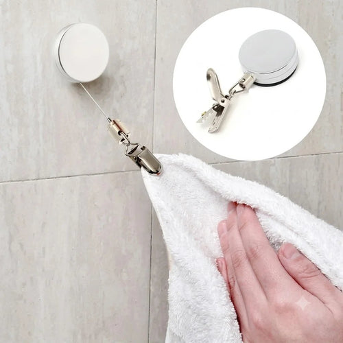 Retractable Towel Holder Clips – No-Drill Self-Adhesive Hangers