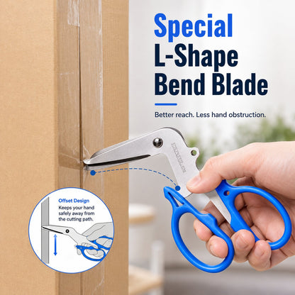 L‑Bend Multi‑Purpose Utility Scissors, Premium Stainless Steel Shears | Multi‑Tool for Cardboard Boxes