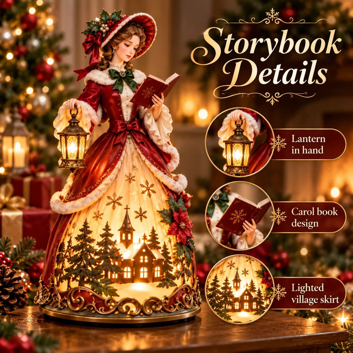 🎄 Victorian Christmas Caroler Lady Lamp | Lighted Tabletop Decor