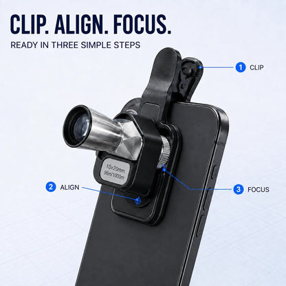 🔥 Last Day 49% OFF 🔭 10×20 Mini Monocular Phone Telescope – Pocket Long-Distance Viewer with Adjustable Smartphone Clip