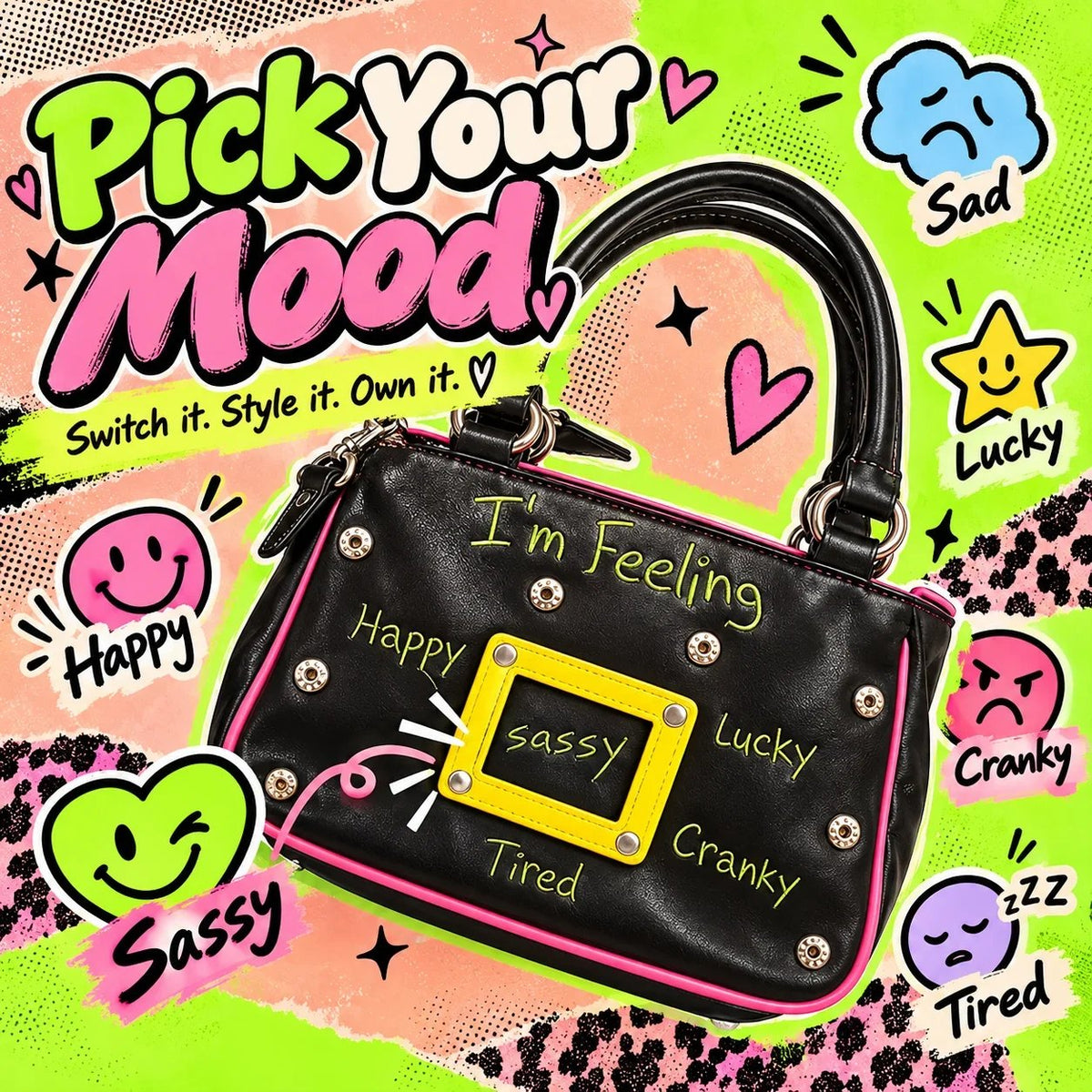 🔥 Y2K Mood Shoulder Bag - Change Your Mood, Change Your Style!