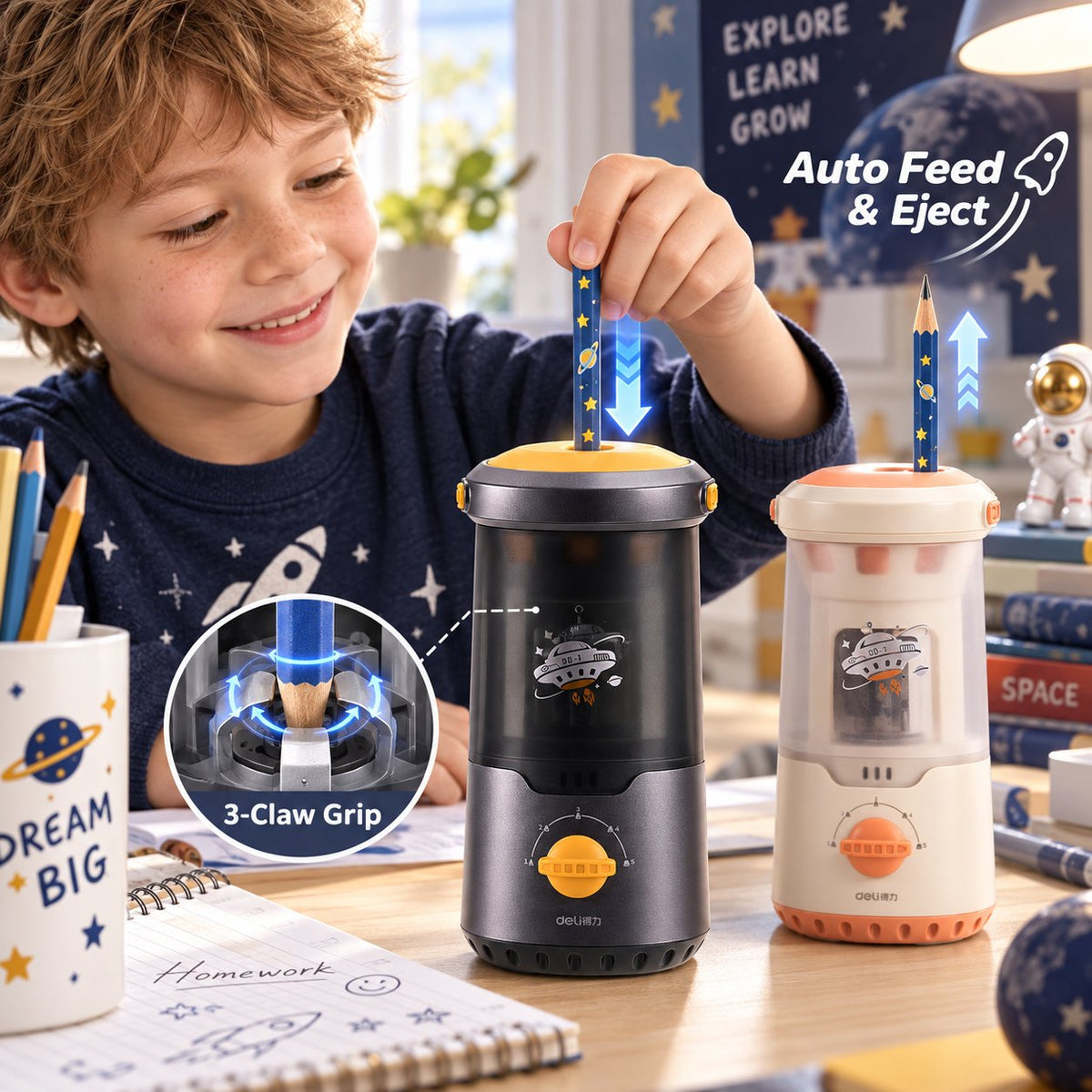 Automatic Electric Pencil Sharpener: Safe Smart Pencil Sharpener for Kids Homework & Classroom Study