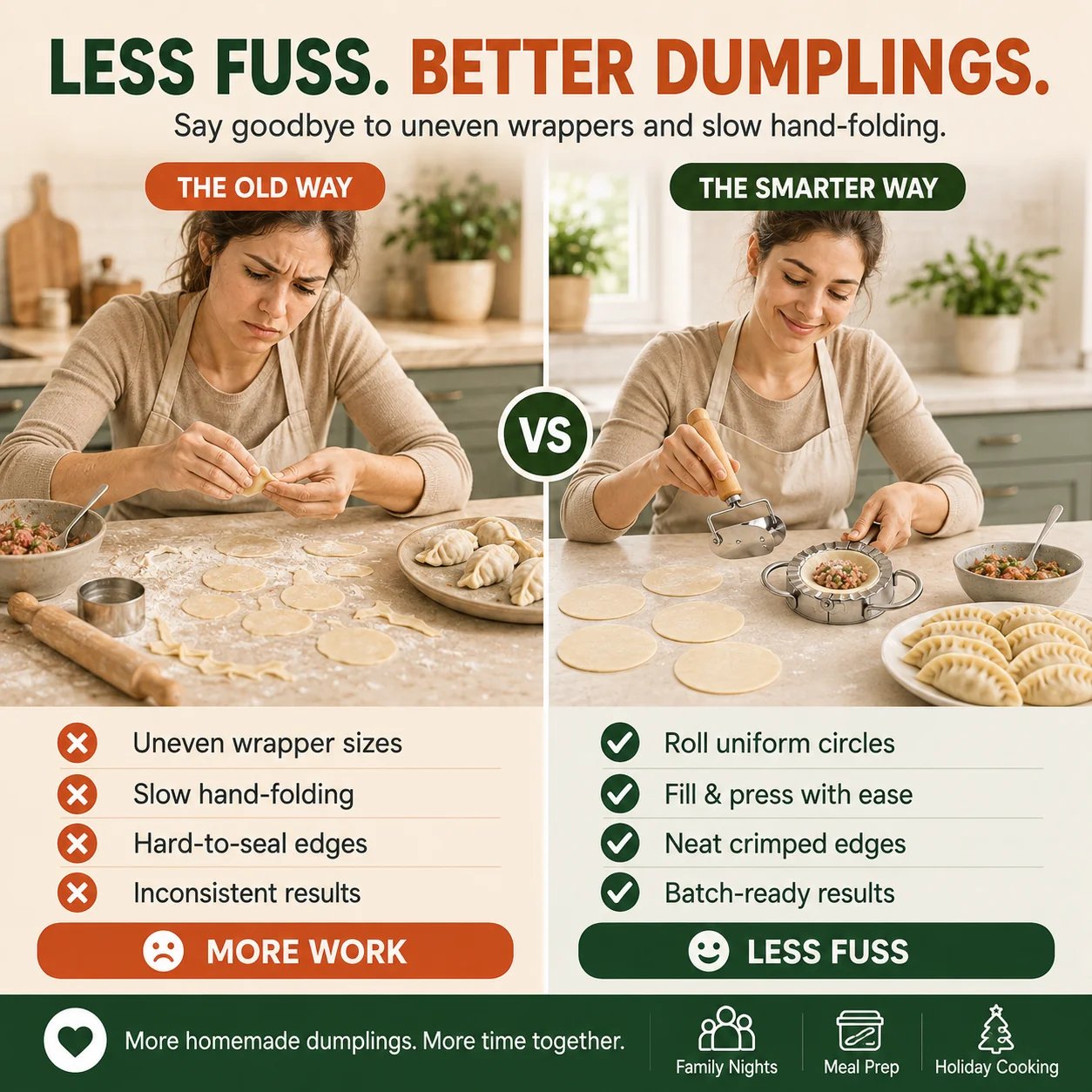 🥟 Stainless Steel Dumpling Maker & Dough Cutter Set – Roll, Fill, Press & Seal with Ease
