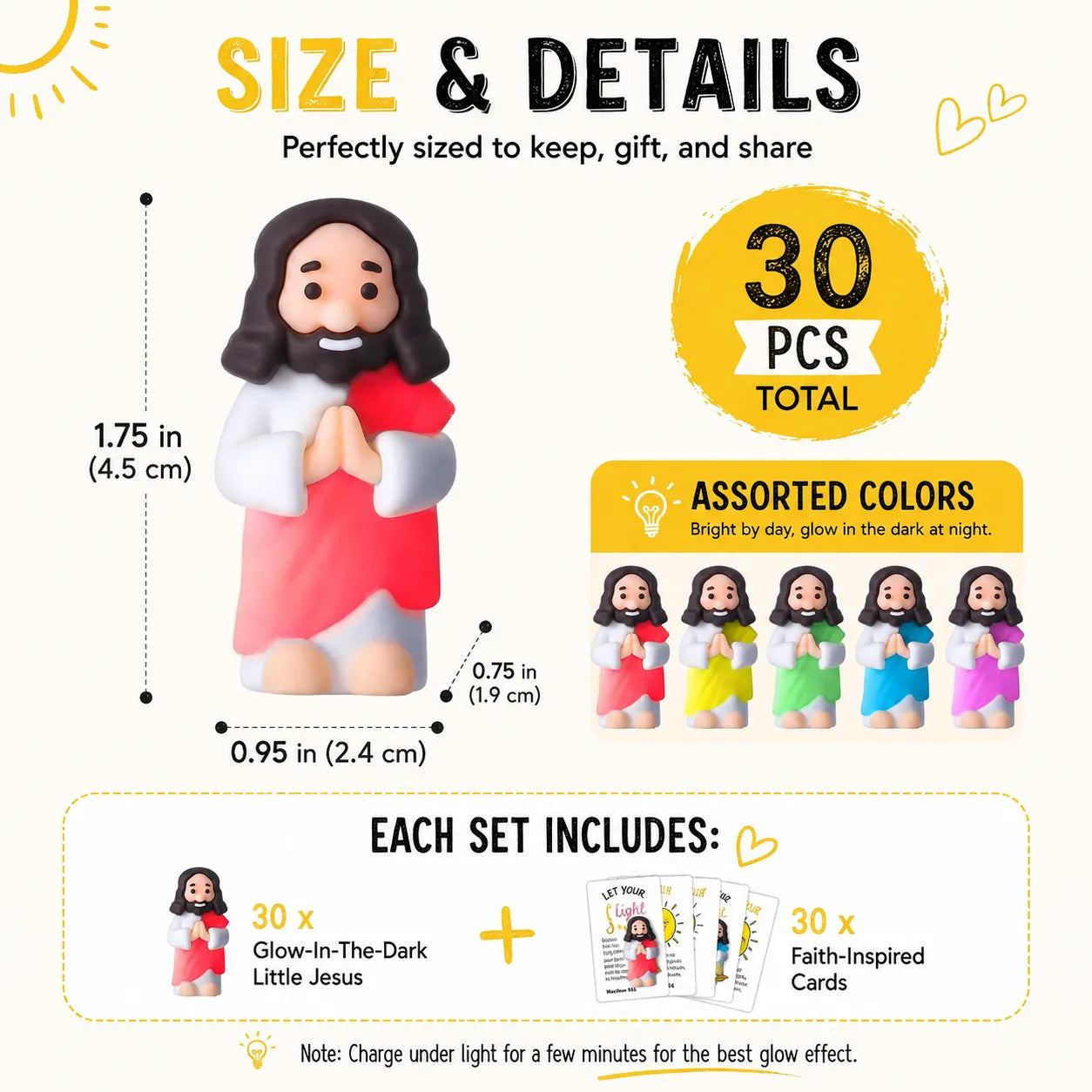 ✝️ Glow-in-the-Dark Little Jesus Mini Figure Collection | Colorful Faith-Inspired Keepsakes with Message Cards for Gifting, Sharing & Everyday Encouragement ✨