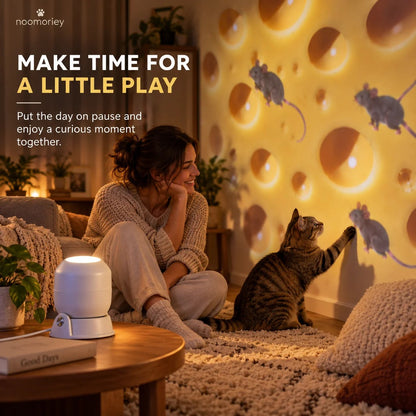🧀🐈 Cheese & Mouse Cat Projector – Indoor Curiosity Scene