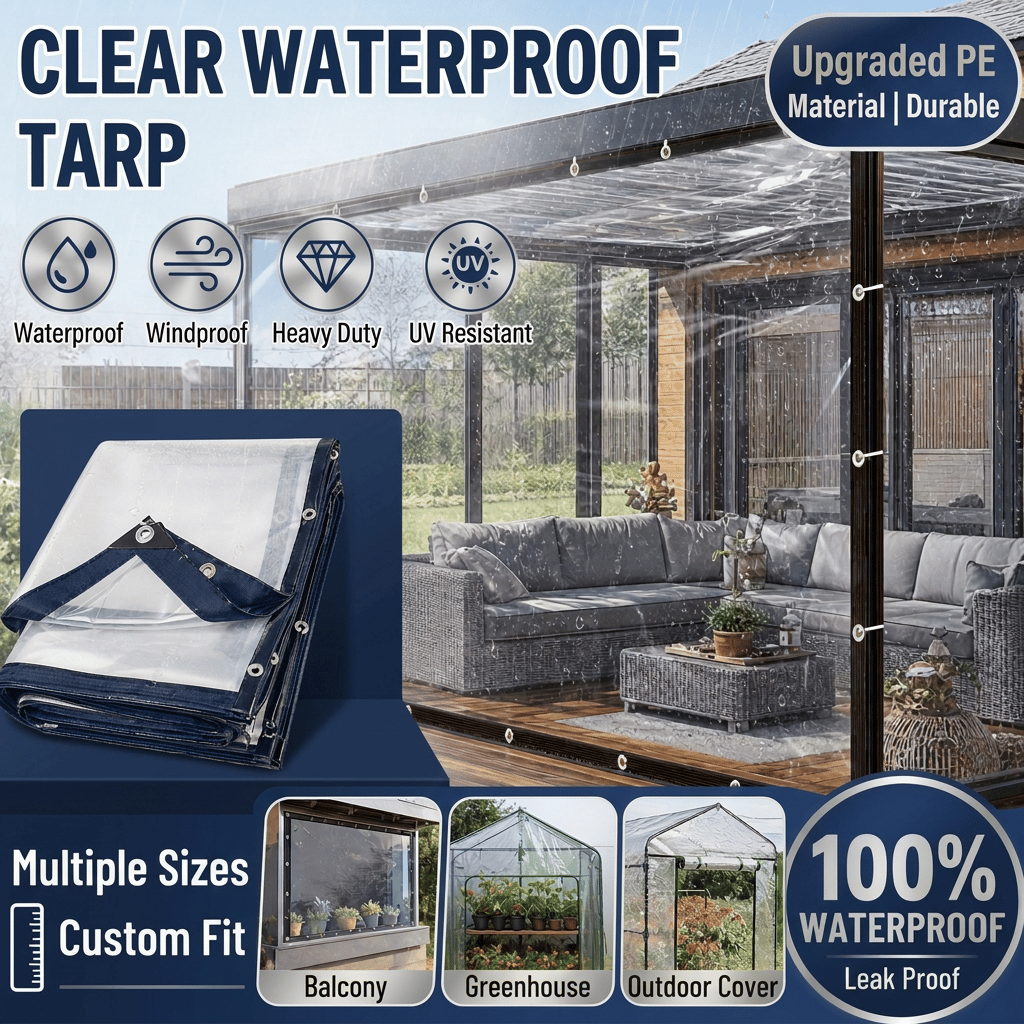⏰Limited Stock 60% OFF🌞💦🌊 Transparent Outdoor Protection System—Outdoor Cover with Metal Grommets💧