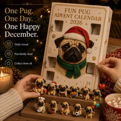 ⏳ Last Day 49% OFF – 🐾 24-Day Pug Christmas Surprise Advent Calendar | 24 Unique Mini Pug Figures for Daily Holiday Reveals, Collecting & Display 🎄✨