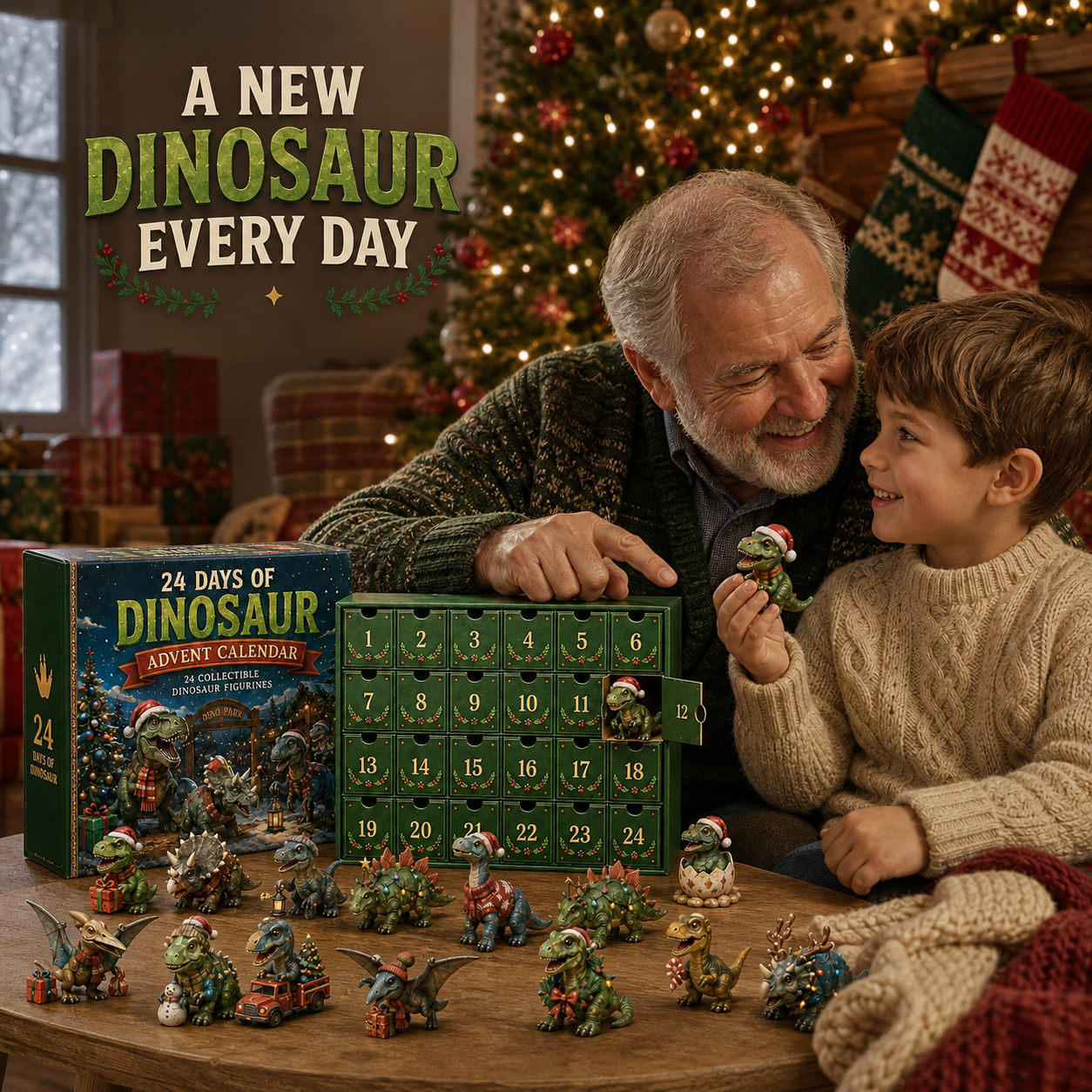24 Days of Dinosaur Christmas Advent Calendar – 24 Collectible Dino Figurines & Holiday Surprises