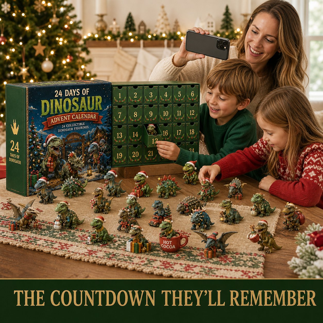 24 Days of Dinosaur Christmas Advent Calendar – 24 Collectible Dino Figurines & Holiday Surprises