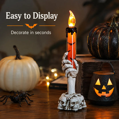 💀🕯️ Haunted Skeleton Hand Candle Light